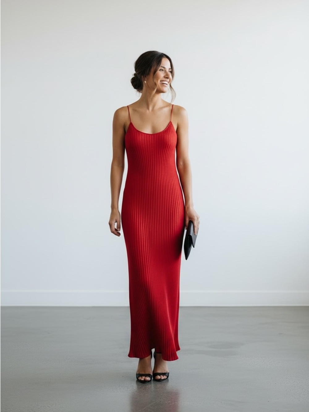 Banana Republic Red Pleated Maxi Dress Spaghetti Strap Vacation Size 10